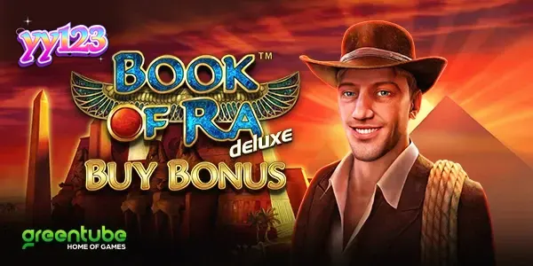 Tampilan layar permainan slot Book of Ra deluxe Buy Bonus dengan tema Mesir kuno dan gulungan yang penuh simbol.